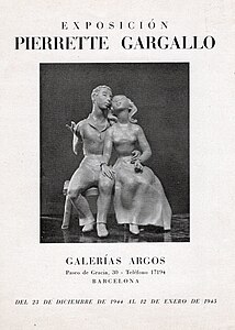 Folleto publicitario de la exposición de Pierrette Gargallo en las Galerías Argos de Barcelona (del 23 diciembre 1944 al 12 enero 1945)