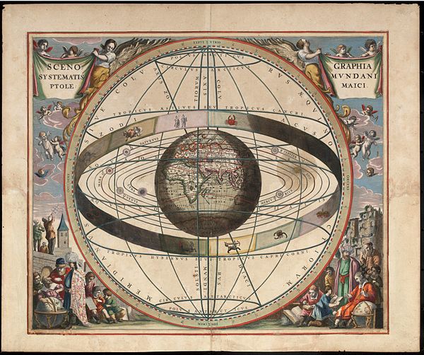 The geocentric Ptolemaic system of the universe depicted by Andreas Cellarius, 1660–1661