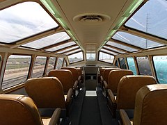 Inside view of the Santa Fe "Plaza Taos" Dome Car's dome, built in 1950.