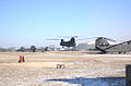 A CH-47 Chinook helicopter flies at Camp Humphreys.