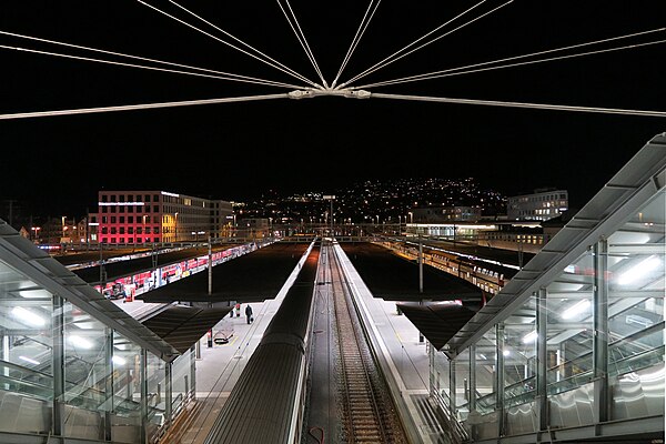 Trains at Chur station