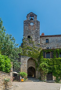 Clock tower in Bruniquel, Tarn-et-Garonne, France