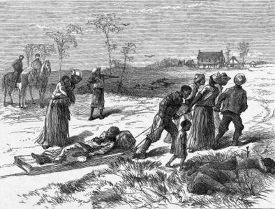 White militia members killed 62–153 blacks in the Colfax massacre in Louisiana (1873)[17]