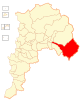 Map of Los Andes commune in the: Valparaíso Region