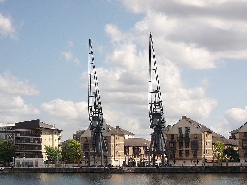 File:Cranes and houses, Royal Victoria Dock - geograph.org.uk - 3031140.jpg