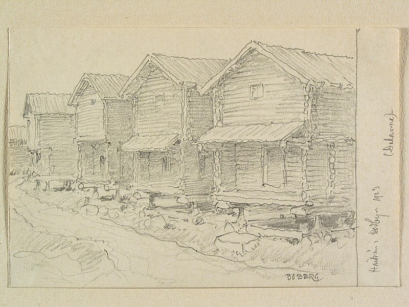 File:Dalarna, Leksands sn., Hedby. Teckning av Ferdinand Boberg - Nordiska museet - NMA.0088095.jpg