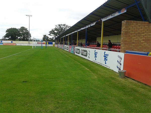 The stand behind the goal at Damson Park, July 2016