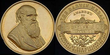 وسام داروين الممنوحة لجيمس يوستاس باجنال سنة 1888.