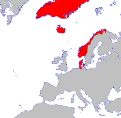 Map of Denmark–Norway, ca. 1780