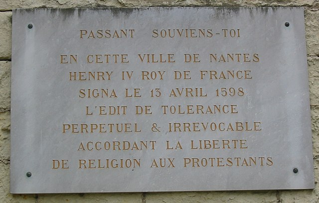 Plaque commemorating Edict of Nantes