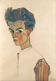 Selbstbildnis mit gestreiftem Hemd, Leopold Museum, Wien, 1910