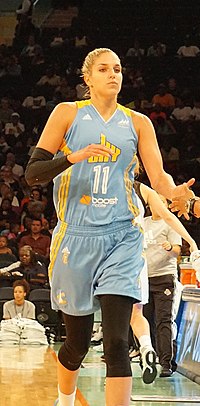 Delle Donne at Madison Square Garden, in the Chicago Sky's win over the New York Liberty in 2015. Elena Delle Donne 2015.jpg