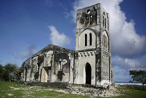 The Falealupo church, destroyed by an earthquake.