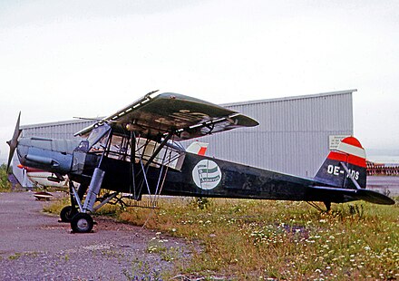 An Austrian-registered Storch fitted with spraying equipment at Stuttgart Airport in 1965 Fieseler Fi-156 OE-ADS Sprayer STT 29.07.65 edited-3.jpg