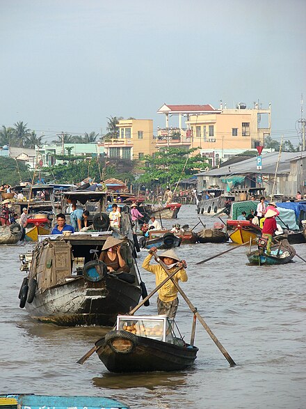 A floating market in Vietnam