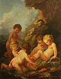 Thumbnail for File:François Boucher (1703-1770) - Five Naked Children Playing by a Rocky Pool - 3619 - Waddesdon Manor.jpg