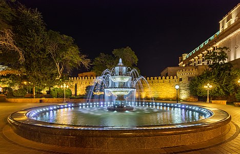 Fountain in the Old City of Baku, capital of Azerbaijan.