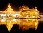 Night view of the Harmandir Sahib.