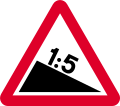 Steep hill downwards ahead (1965–1975, replaced with % gradient)