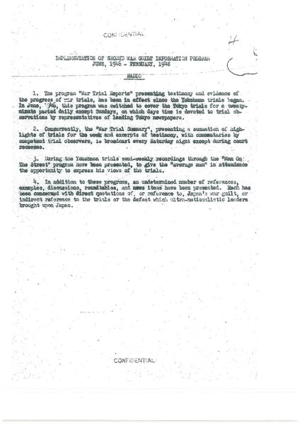 Implementation of Second War Guilt Information Program (June, 1946 - Feburary, 1948)