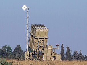 The "Iron Dome" anti-missile system. As of March 11, over a hundred rockets were fired on Israel in three days. More than thirty rockets were intercepted as of March 11, only those that were heading towards population centres. Iron Dome near Sderot.jpg