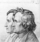 Գծանկարը՝1843-ին, իրենց կրտսեր եղբօր՝ Լուտվիկ Կրիմի կողմէ: