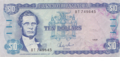 Jamaicai 10 dolláros bankjegy 1987-ből a nemzeti hős, britek által lázadás vádjával kivégzett George William Gordon (1820-1865) portréjával.