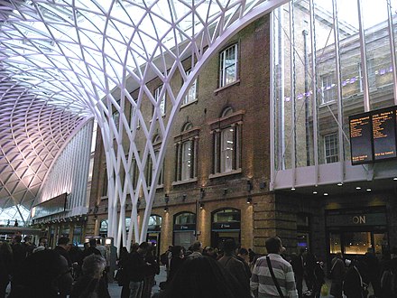 Main concourse at London King's Cross station, terminus of the East Coast Main Line to Scotland and the north of England, as well as local and regional services to Cambridgeshire and destinations north of London.