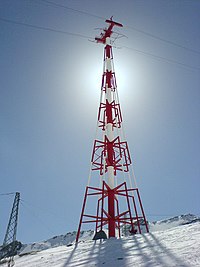 Pylon of the Glacial Aerial Tramway Kaprun, the tallest in the world until 2017 Kitzsteinhorn stuetze.JPG