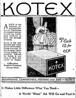 Kotex brand of feminine hygiene products