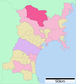 Poziția localității Kurihara, Miyagi