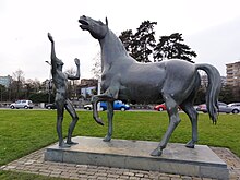 Seepromenade Genf, L’adolescent et le cheval von Heinz Schwarz (1920–1994), Bildhauer, Maler