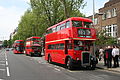 5 May 2014 LT87 About to over-take two preserved buses (RT3251 & RTW467) working special journeys on heritage route 9