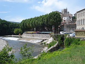 Laroque, l'église, l'Hérault et le barrage.JPG