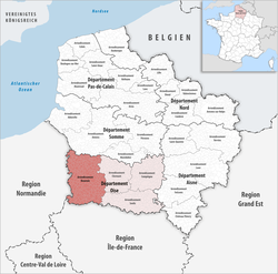 Beauvais arrondissementinin Hauts-de-France'taki konumu
