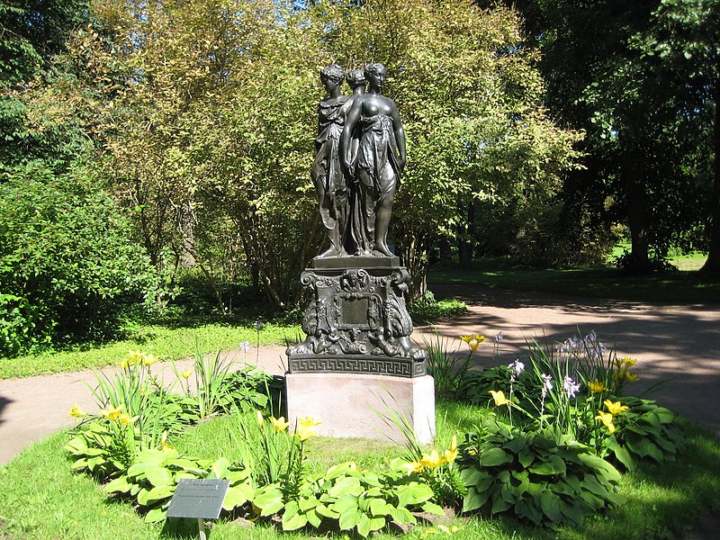 File:Lomonosov. Palace and Park Ensemble "Oranienbaum". Upper Park. Sculpture "The Three Graces.".JPG