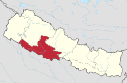 Lumbini ilinin Nepal'deki konumu