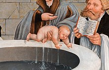 Lutherans practice infant baptism. LutheranBaptism.JPG