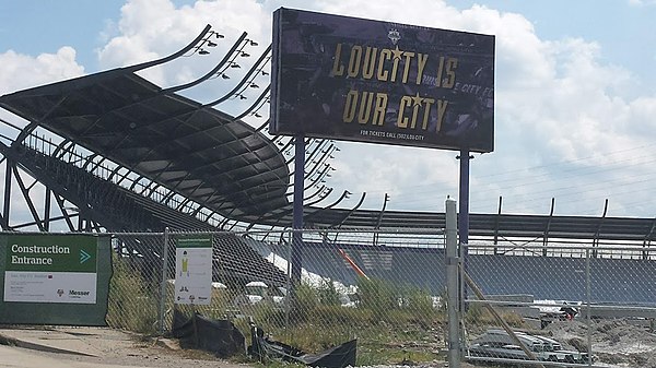 Construction on Lynn Family Stadium, August 2019