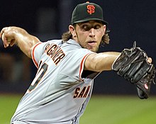 The San Francisco Giants selected Madison Bumgarner tenth overall. The 4x All-Star won the 2010, 2012, and 2014 World Series. He was named both the NLCS MVP and World Series MVP in 2014. Madison Bumgarner on September 3, 2013 cropped.jpg
