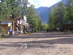 The bulk of McCarthy's main road Main Street of McCarthy (Alaska).JPG