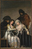 Majas on Balcony následovníkem Francisco de Goya.jpg