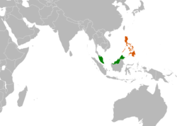 Peta menunjukkan lokasi Malaysia dengan Philippines