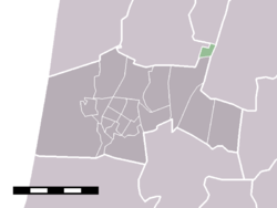The statistical district (lightgreen) of Boekel in the municipality of Castricum.
