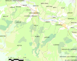 Mapa obce Albiès