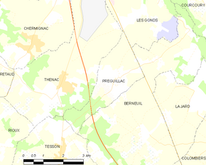 Poziția localității Préguillac