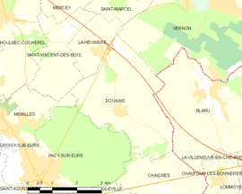Mapa obce Douains