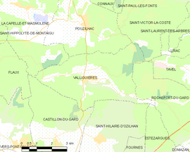 Mapa obce Valliguières
