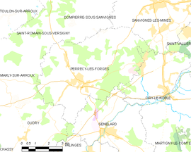 Mapa obce Perrecy-les-Forges