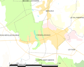 Mapa obce Forges-les-Eaux